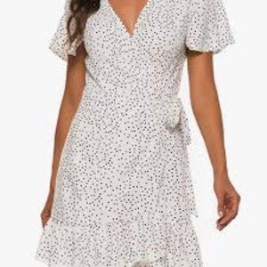 NWT Naggoo black and ivory polka dot wrap dress szM